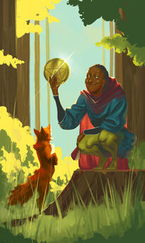 Star Crossed Tarot (Page of Pentacles card)